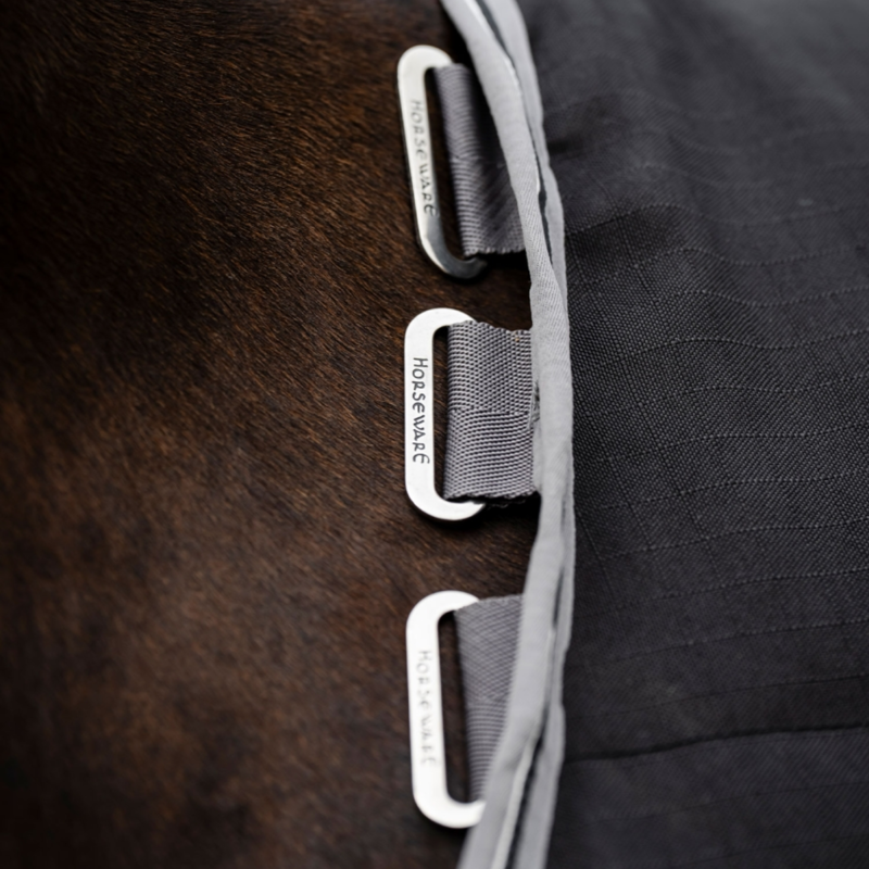 Horseware Rambo 200g Stable Rug - Black/Thunderstorm Grey/Silver-1