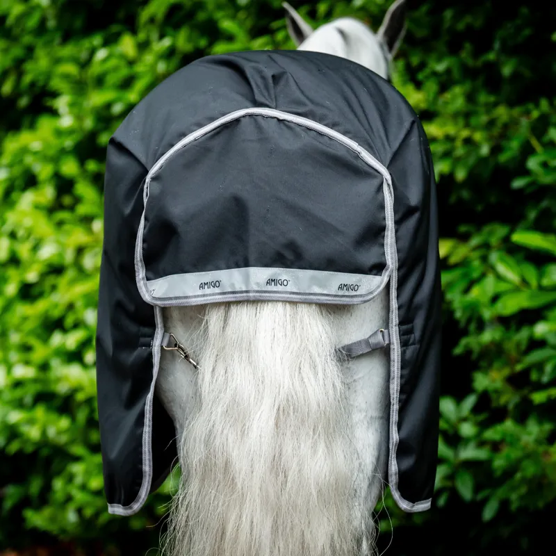 Horseware Amigo Bravo 12 Original Med 250g Turnout Rug - Black/Titanium Grey Silver-3