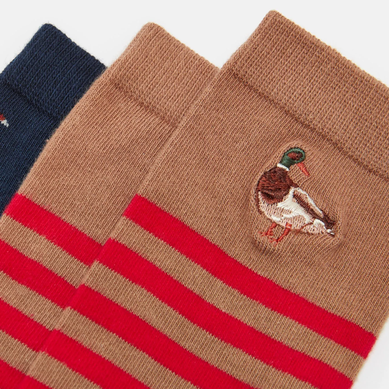 Joules Men's Kingsbury 2 Pack Socks - Tan/Navy-2
