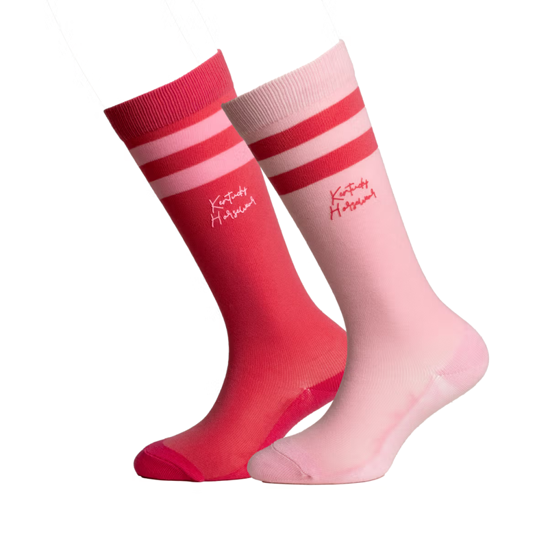Kentucky Kids Striped Socks 2 Pack - Pink/Light Rose
