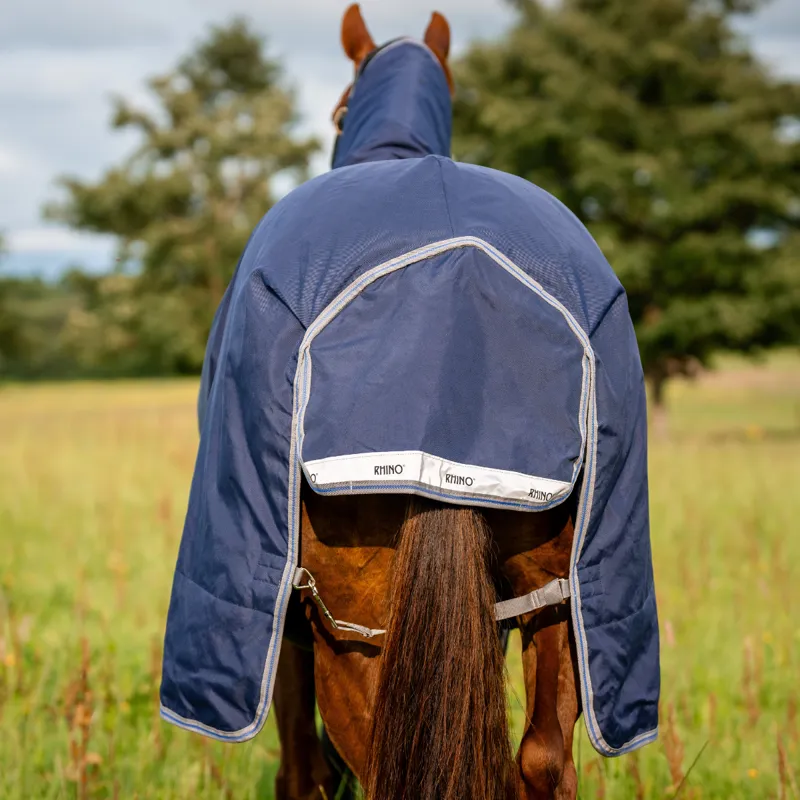 Horseware Rhino Original VL 250g Medium Turnout Rug - Navy/Titanium Grey/Classic Blue-4