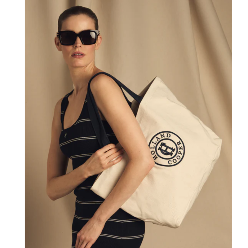 Holland Cooper Classic Shopper - Ecru Navy-2
