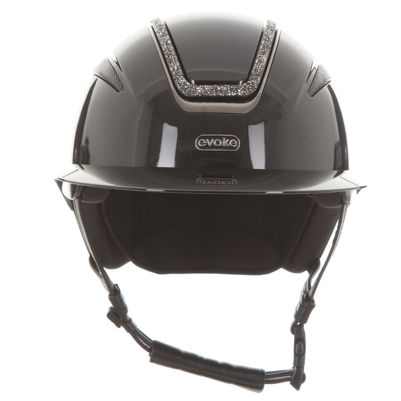 Evoke Callisto Wide Peak Riding Hat - Black Metallic/Marcasite Crystal Frame-1