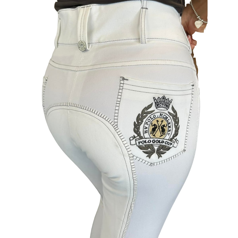 HV Polo Lolazo Full Seat Breeches - White-3