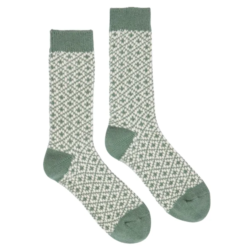 Joules Ladies Toasty Soft Geometric Socks - Khaki