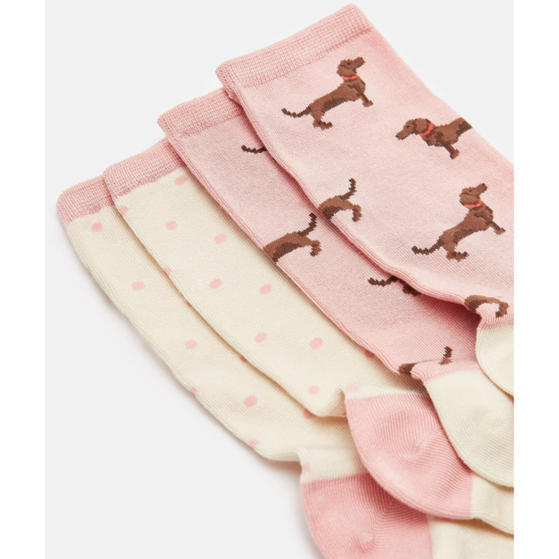 Joules Ladies Everyday 2 Pack Socks - Pink Dog-1