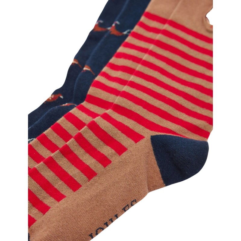 Joules Men's Kingsbury 2 Pack Socks - Tan/Navy-1