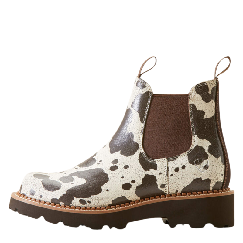 Ariat Women's Fatbaby Twin Gore Chelsea Western Boot - Cow Print-2