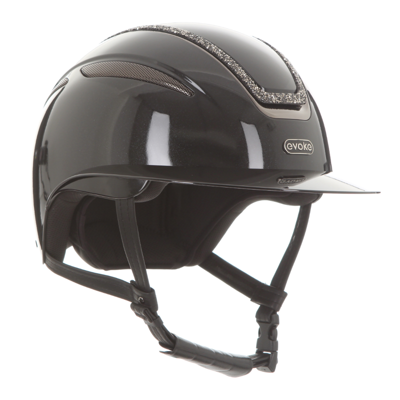 Evoke Callisto Wide Peak Riding Hat - Black Metallic/Marcasite Crystal Frame-2