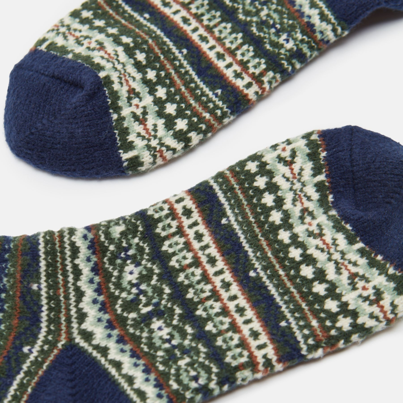 Joules Kids' Wader Fair Isle Welly Socks - Green-1