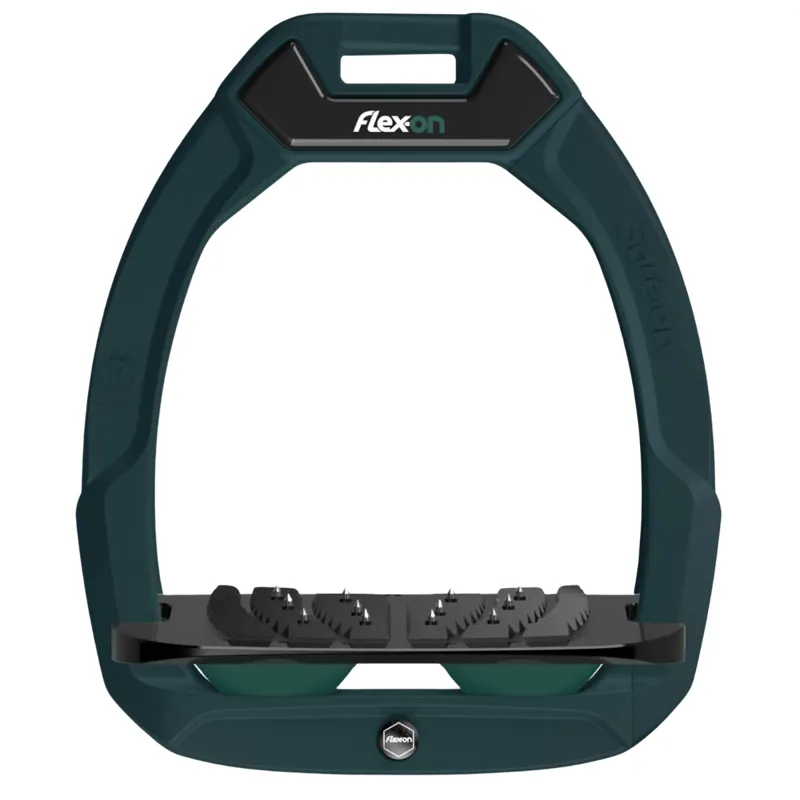 Flex-On Safe-On Inclined Ultra-Grip Stirrups - Dark Green/Grey/Dark Green