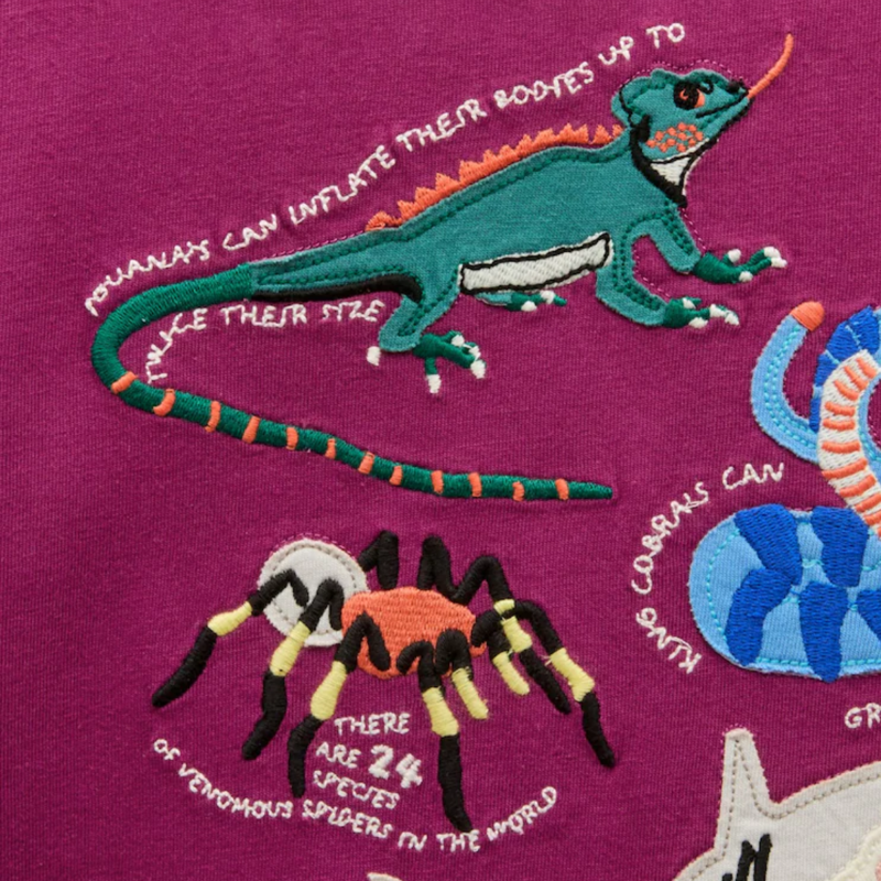 Joules Boy's Finlay Applique Long Sleeve T-Shirt - Purple-2