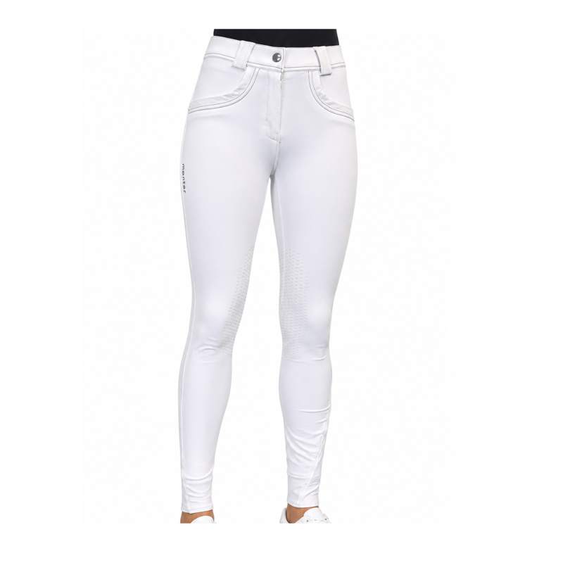 Montar Alina Ladies Silicone Knee Patch Breeches - White-1