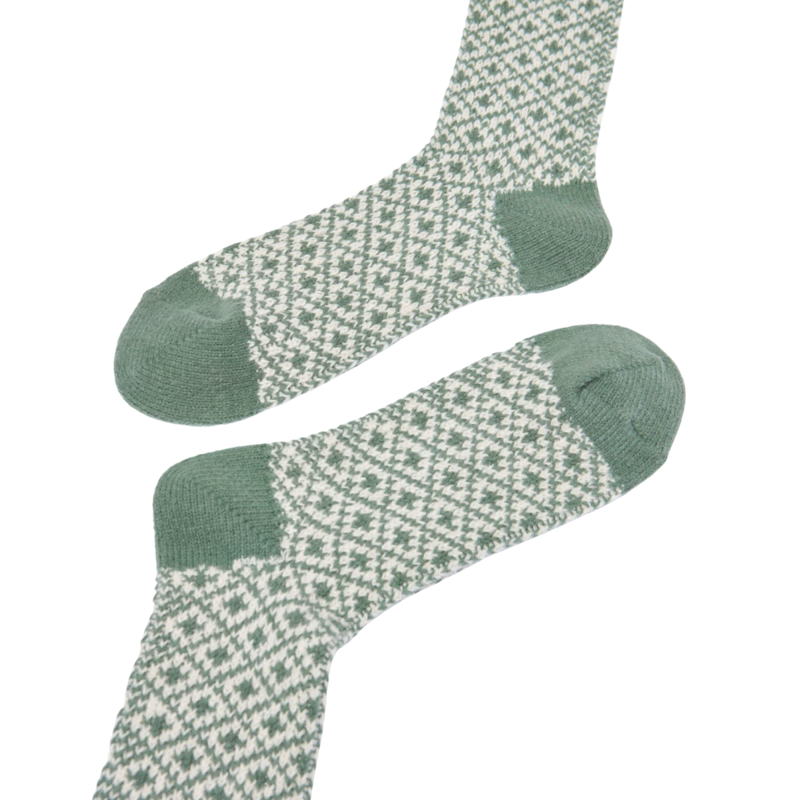 Joules Ladies Toasty Soft Geometric Socks - Khaki-1