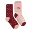 Joules Ladies Everyday 2 Pack Socks - Pink/Red