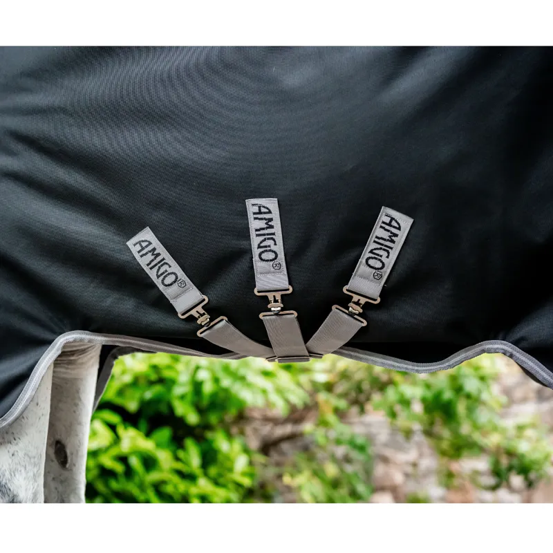 Horseware Amigo Bravo 12 Original Med 250g Turnout Rug - Black/Titanium Grey Silver-2