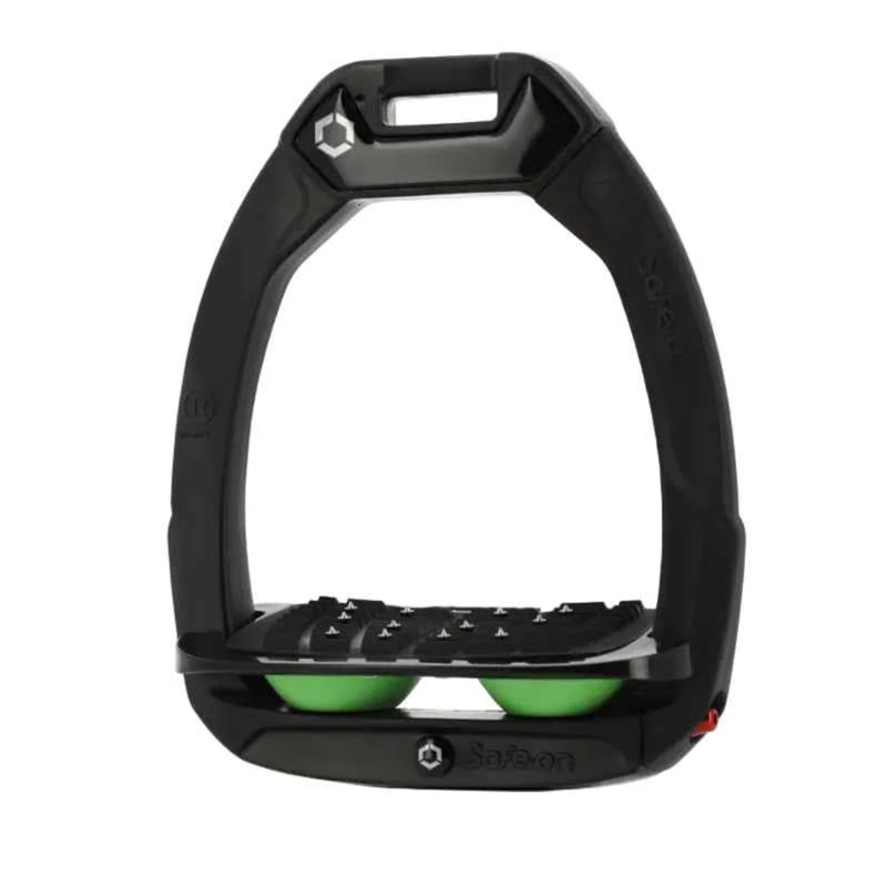 Flex-On Safe-On Inclined Ultra-Grip Stirrups - Black/Black/Green