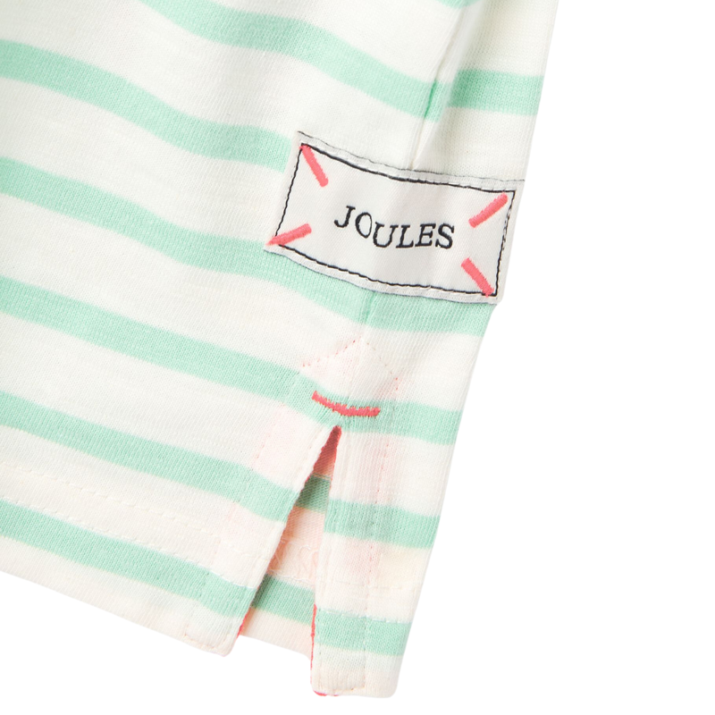 Joules Girls' Fun Days Tee - Green Cream Stripe-3