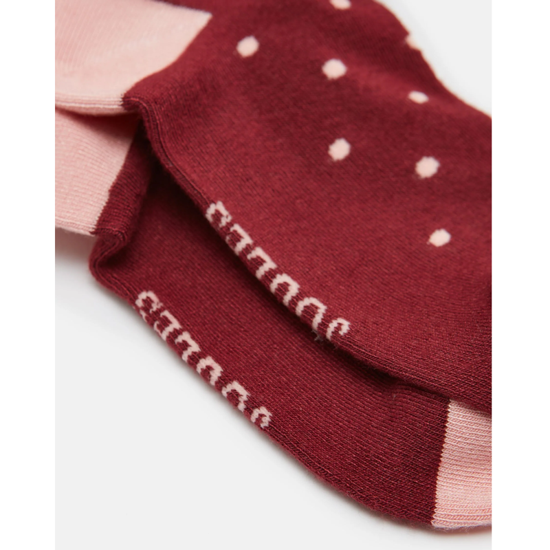 Joules Ladies Everyday 2 Pack Socks - Pink/Red-1