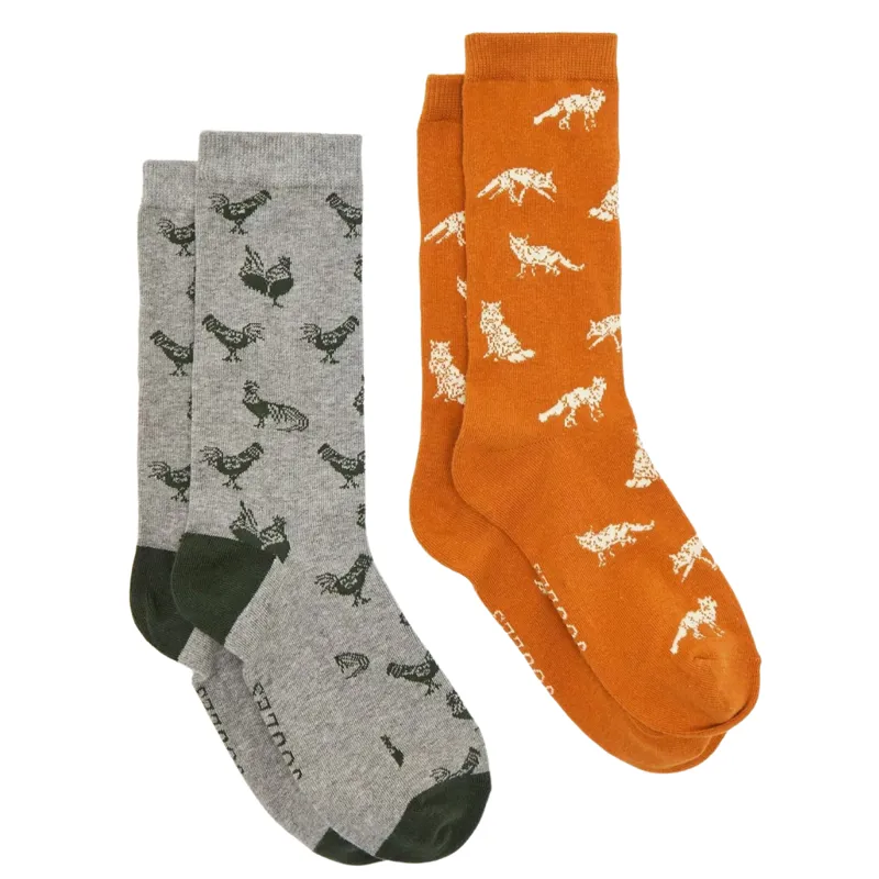 Joules Men's Kingsbury 2 Pack Socks - Grey Hen