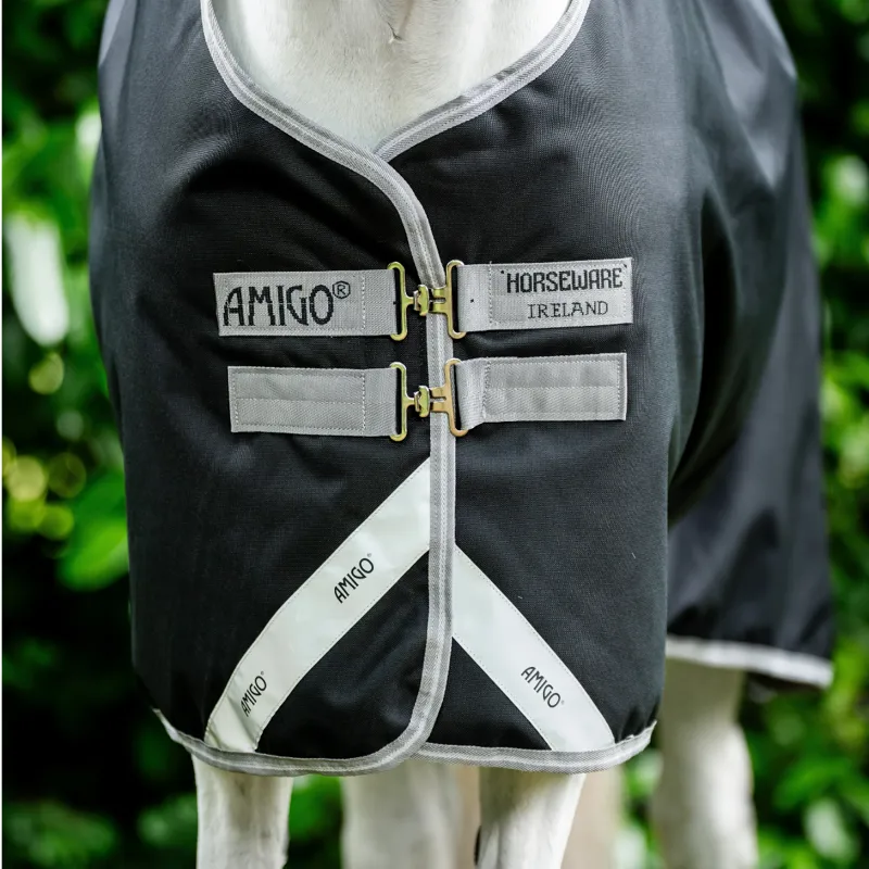 Horseware Amigo Bravo 12 Original Med 250g Turnout Rug - Black/Titanium Grey Silver-1