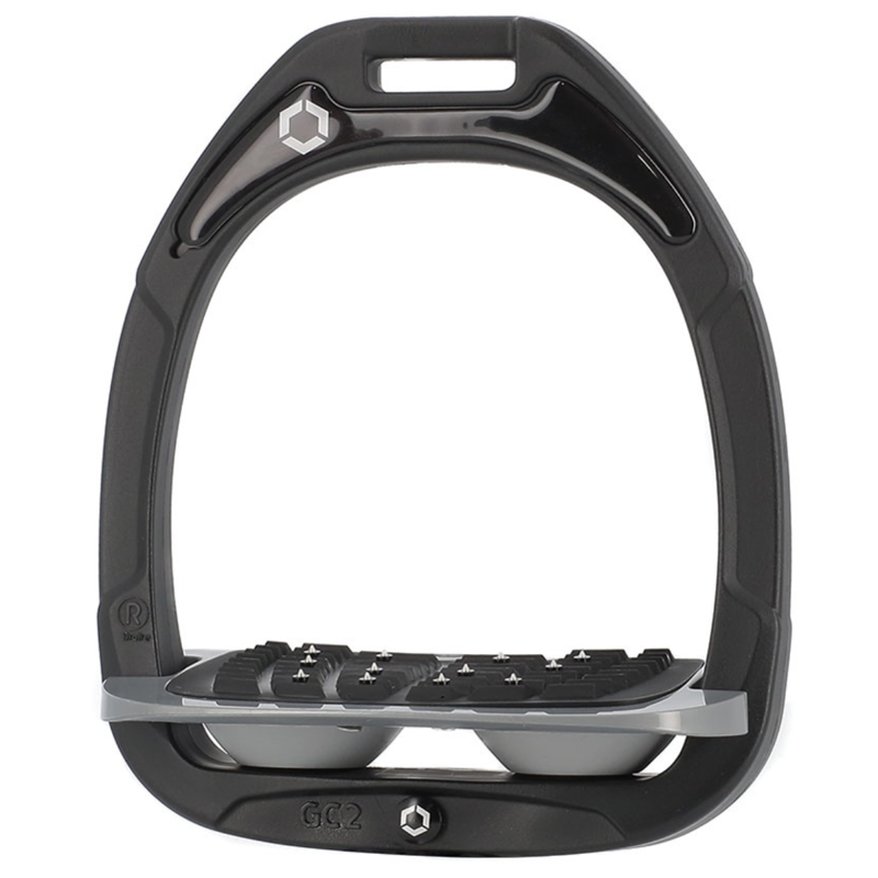 Flex-On Green Composite Stirrups - Inclined Ultra Grip - Black/Grey/Grey
