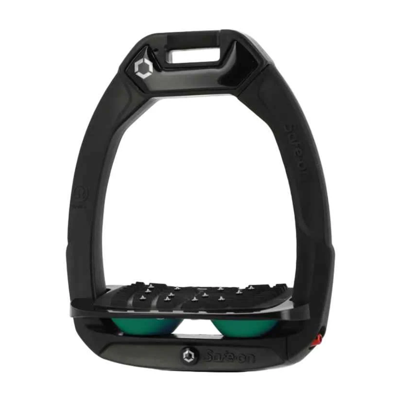 Flex-On Safe-On Inclined Ultra-Grip Stirrups - Black/Black/Irish Green
