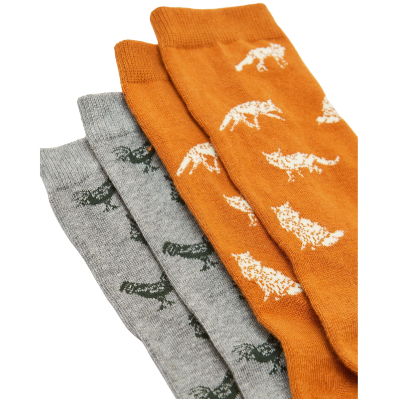 Joules Men's Kingsbury 2 Pack Socks - Grey Hen-2
