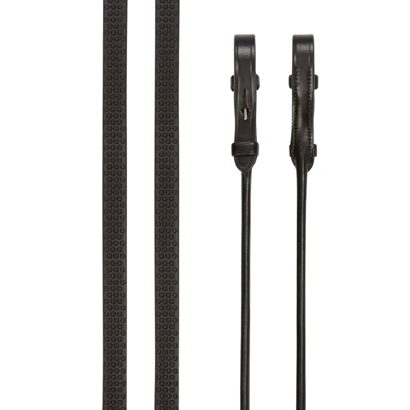 LeMieux Rolled Reins - Brown/Silver