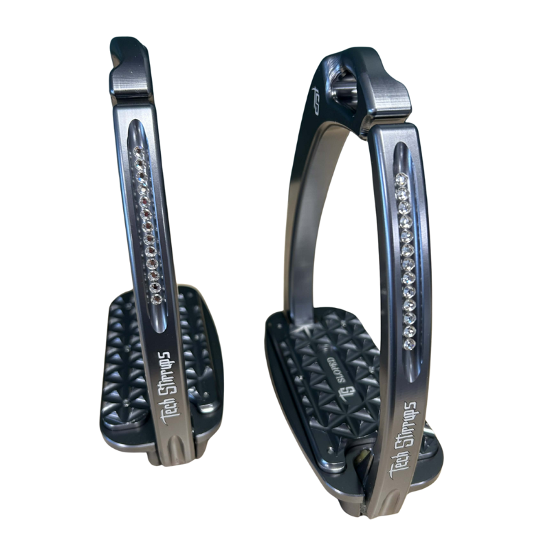 Tech Venice Sloped Evo Swarovski Safety Stirrup - Titanium-1