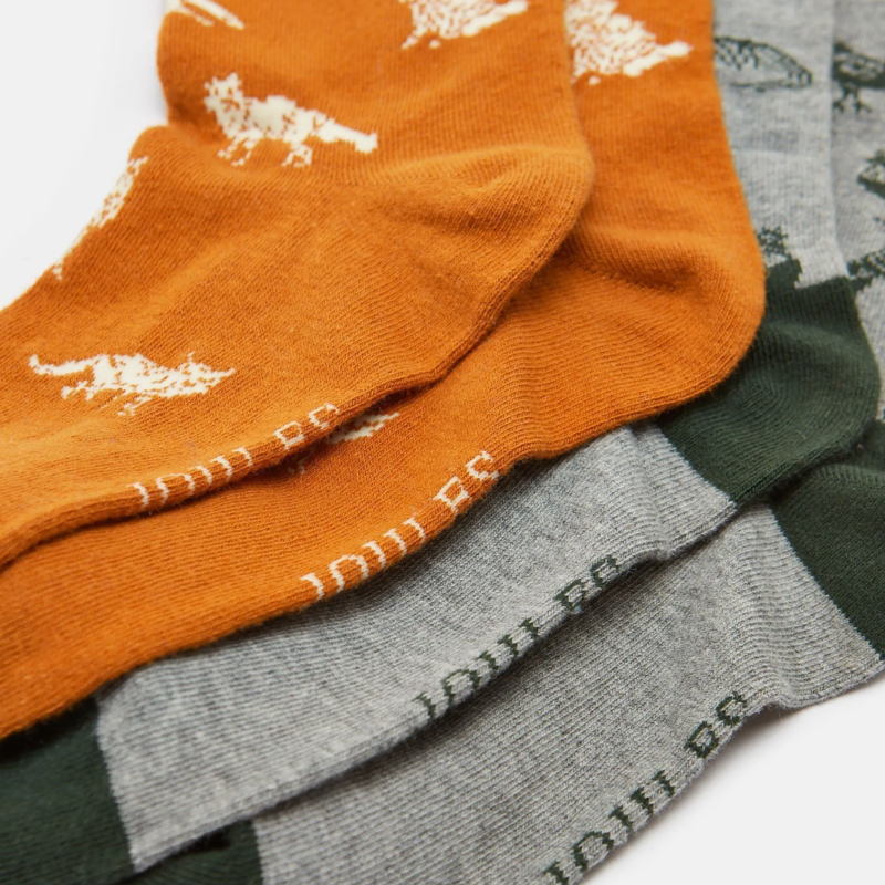 Joules Men's Kingsbury 2 Pack Socks - Grey Hen-1