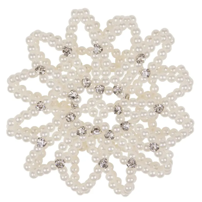 QHP Pearl Hairnet with Strass - White
