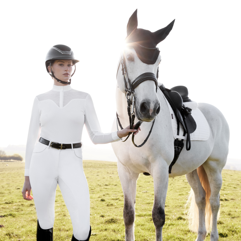 LeMieux Ladies Emily Long Sleeve Show Shirt - White-4