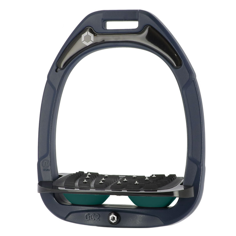 Flex-On Green Composite Stirrups - Inclined Ultra Grip - Navy/Black/Dark Green