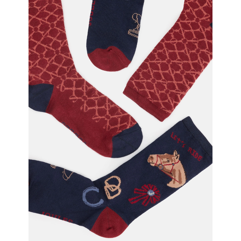 Joules Ladies Everyday 2 Pack Socks - Navy Horse-2