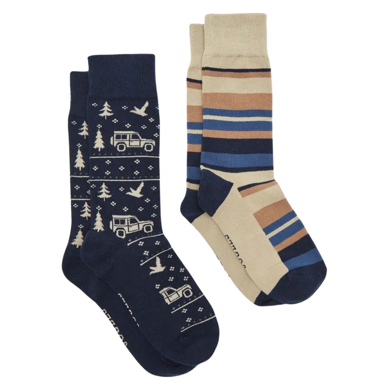 Joules Men's Kingsbury 2 Pack Socks - Navy Car