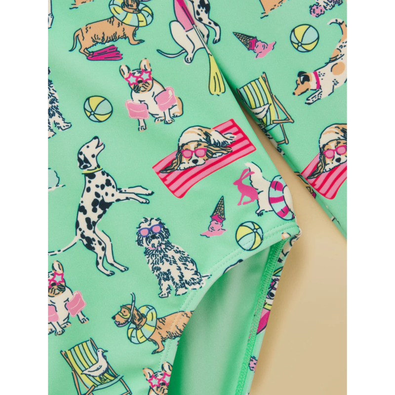 Joules Girls' Long Sleeve Sunsafe Swimsuit - Mint Green-3