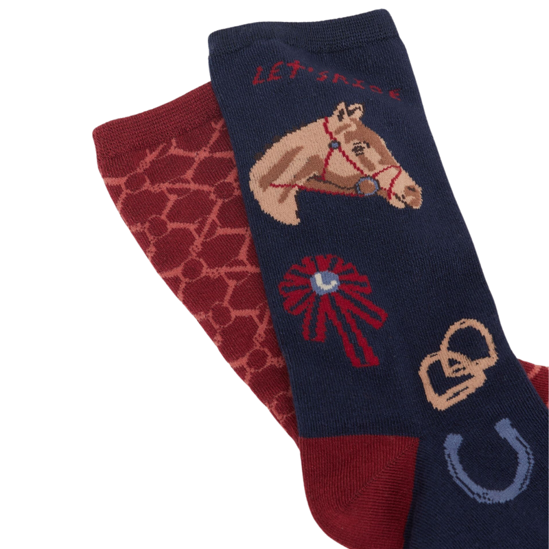 Joules Ladies Everyday 2 Pack Socks - Navy Horse-1