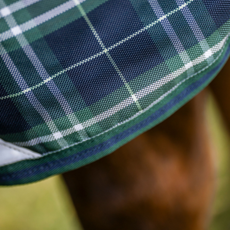 Horseware Rhino 0g Turnout Rug - Hunter Check/Green and Navy-5