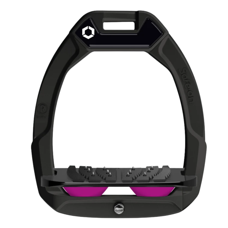Flex-On Safe-On Inclined Ultra-Grip Stirrups - Black/Black/Plum