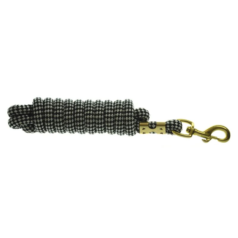 Hy Equestrian Plaited Leadrope - Black/Silver Grey