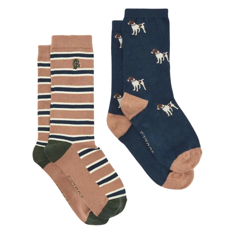 Joules Men's Kingsbury 2 Pack Socks - Navy/Camel