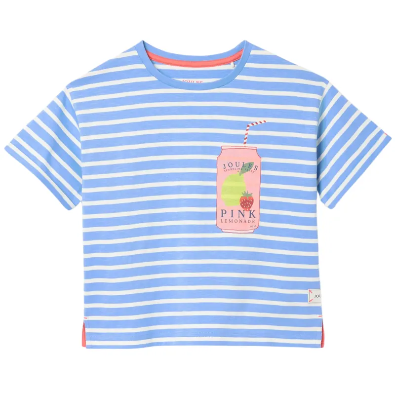 Joules Girls' Fun Days Graphic T-Shirt - Blue Stripe