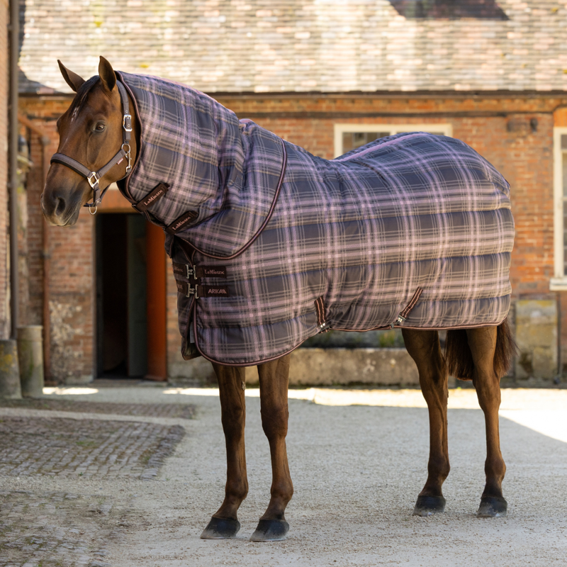 LeMieux Arika Check 100g Stable Rug with Neck - Cocoa-4