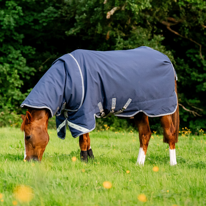 Horseware Rhino Plus VL 250g Medium Turnout Rug  - Navy/Titanium Grey Classic Blue-4