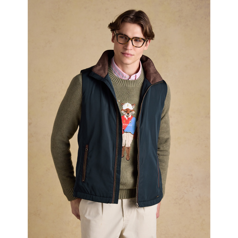 Joules Men's Farnham Padded Fleece Lined Gilet - Navy-3