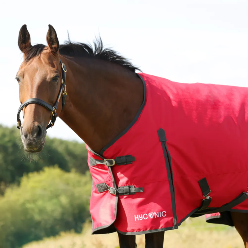 HyCONIC 100g Turnout Rug - Red/Charcoal-1