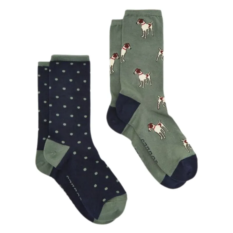 Joules Everyday 2 Pack Socks - Green Dog