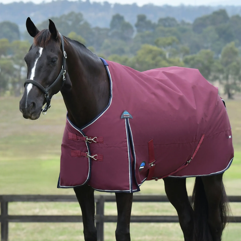 WeatherBeeta ComfiTec Essential Standard 100g Turnout Rug - Burgundy/Navy
