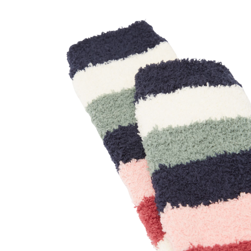 Joules Ladies Fluffy Socks - Multi Stripe-2